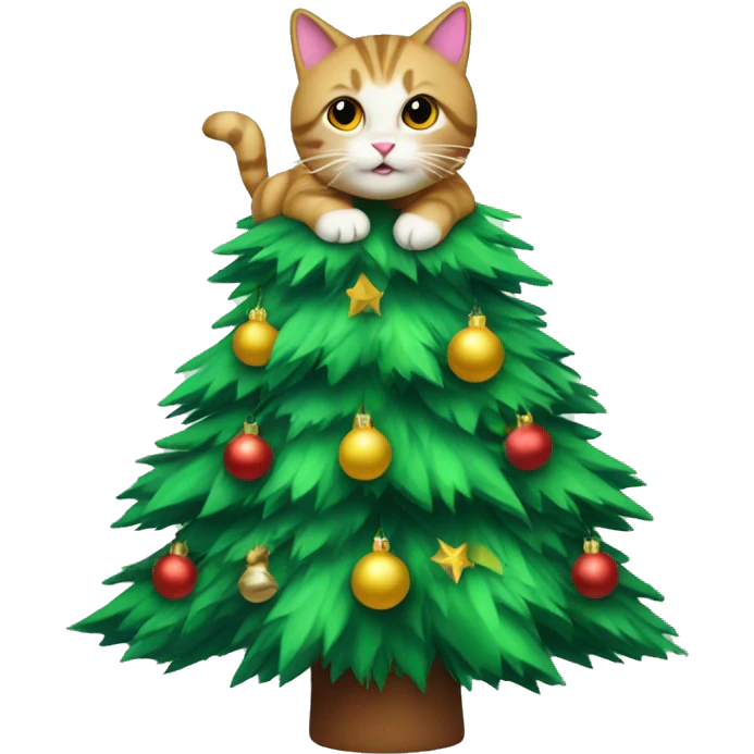 Christmas tree with cat on top  emoji