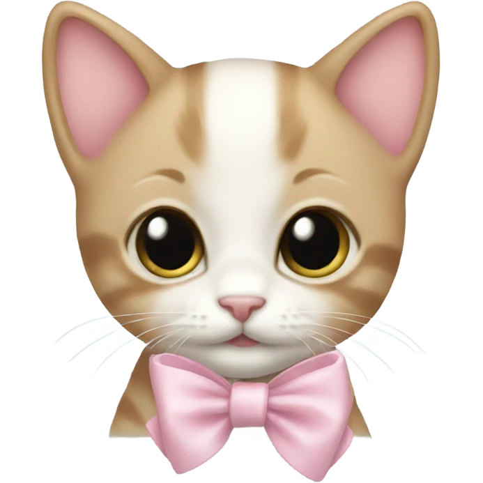 Kitten wearing a light pink bow emoji
