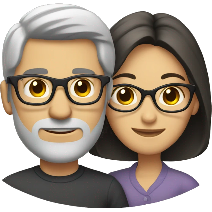 Caucasian couple with dark hair and glasses emoji
