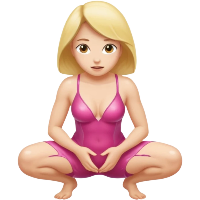 나체의 여성이 쪼그려앉아서 보지를 잘 보이게 벌려서 보여주고 있다 emoji