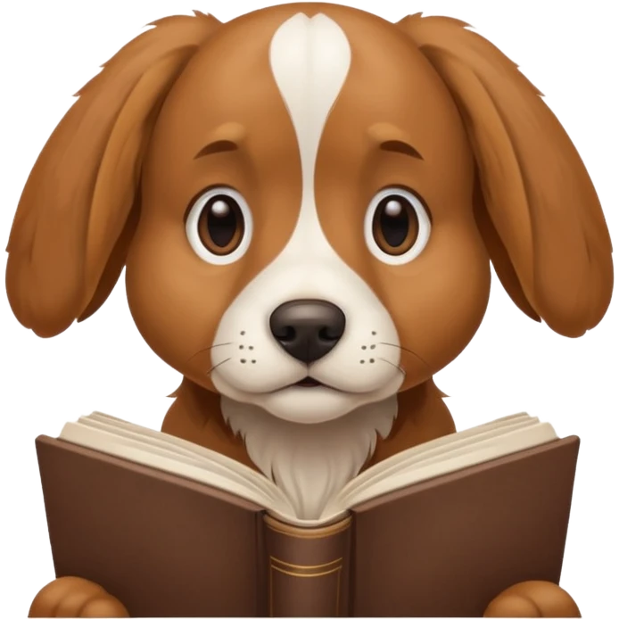 Reading book dog emoji