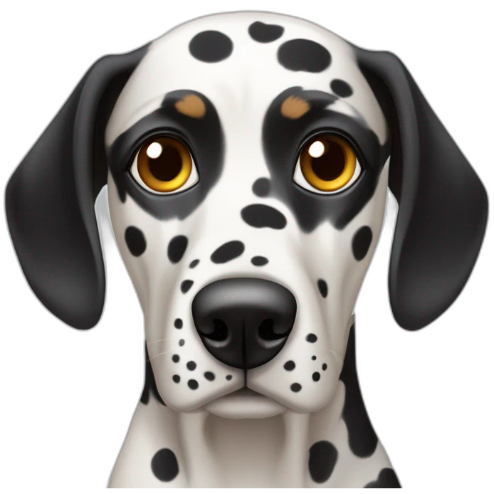 hound dog mix with dalmatian spot on eye emoji