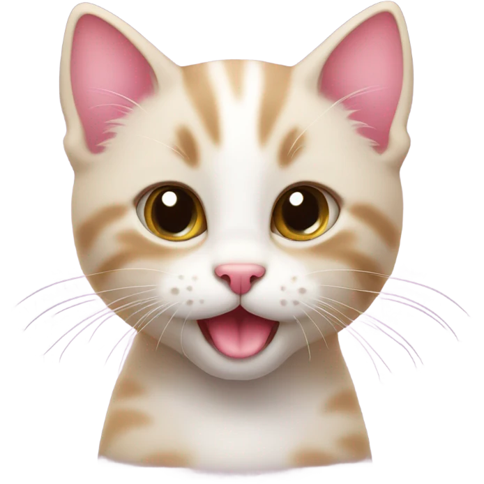 Cute kitten with pink node emoji