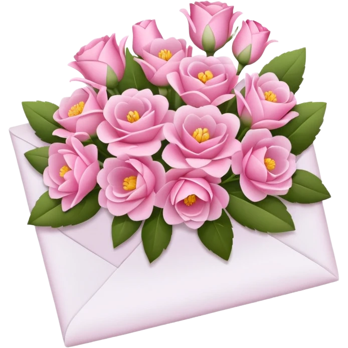 ی کاغذ وسط دسته گل صورتی emoji