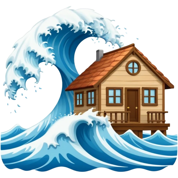 TSUNAMI DESTRUYENDO UNA CASA emoji