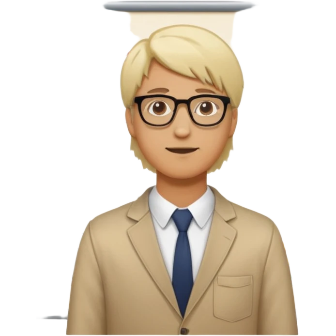 silhouette of a light-haired man standing next to a project board emoji