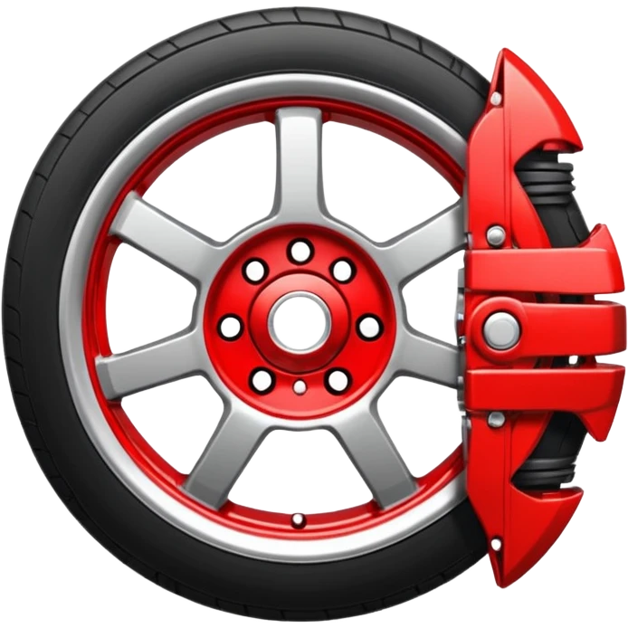 Car wheel emoji with red brake caliper emoji