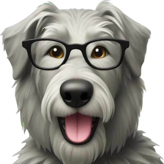 Wolfhound with glasses in Forest background  emoji