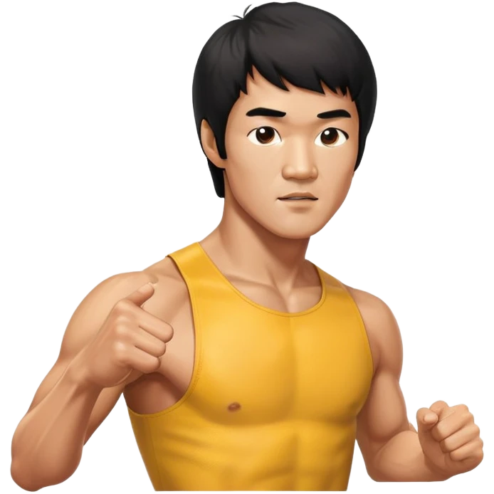 Bruce Lee with accurate facial features, proper head structure, chest up portrait emoji