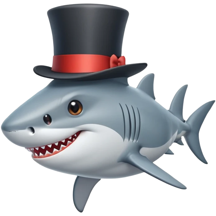 Shark with a top hat emoji