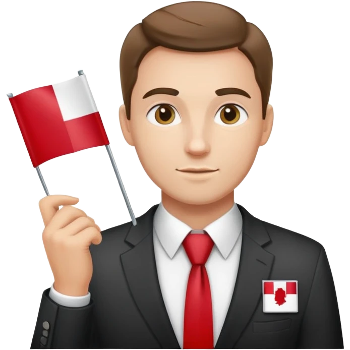 tie man with polish flag holding emoji