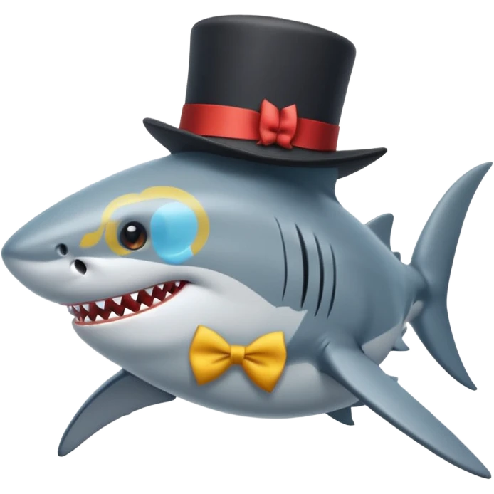 Shark with a top hat emoji