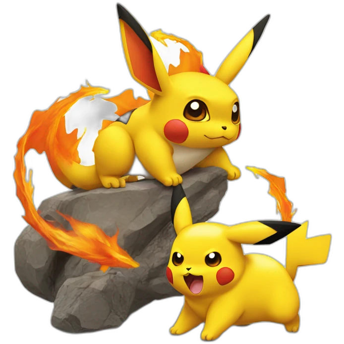 Dracaufeu avec un pikachu emoji