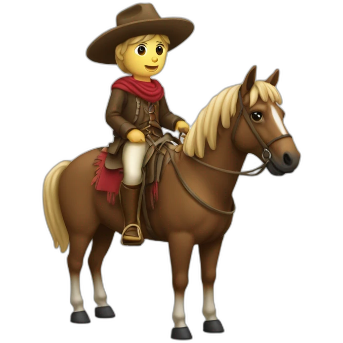 gaucho mounted on a horse without a hat writing code on a computer emoji