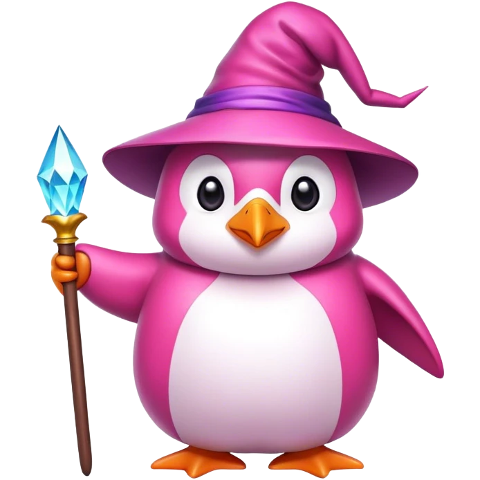 Pink penguin wizard emoji