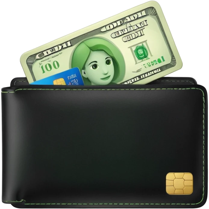 portefeuille avec billet et carte bancaire emoji