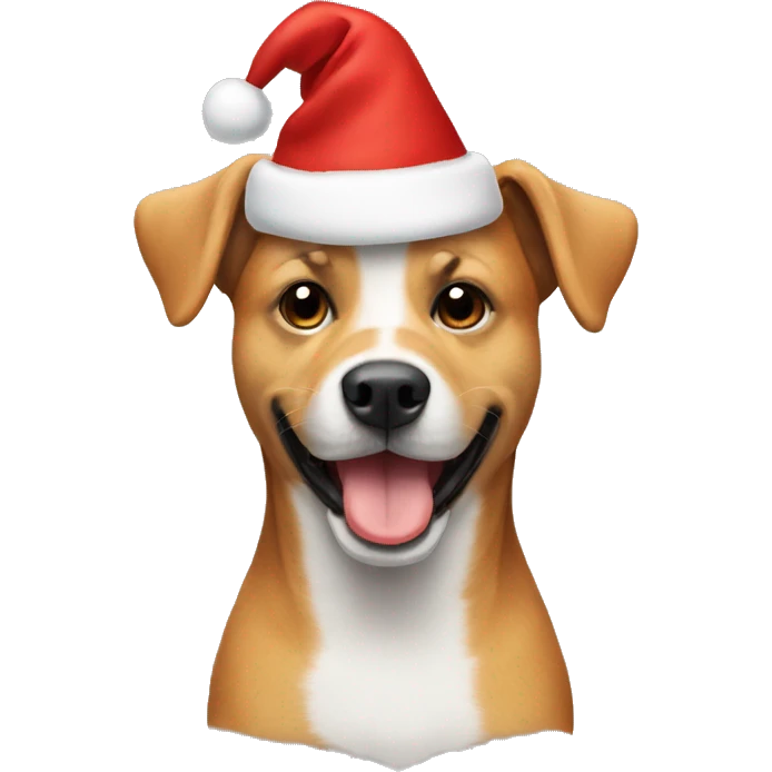 Dog with a christmas hat on the face emoji