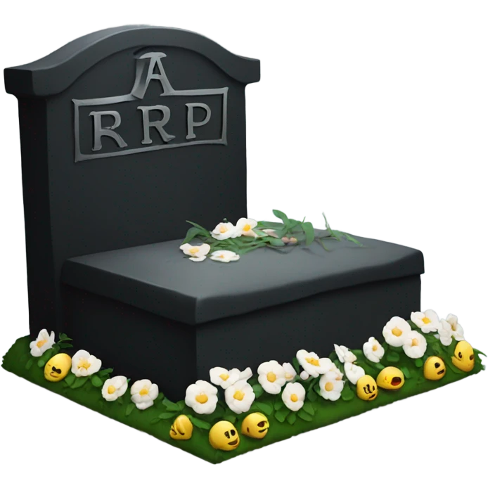 a black grave with the letters RIP emoji