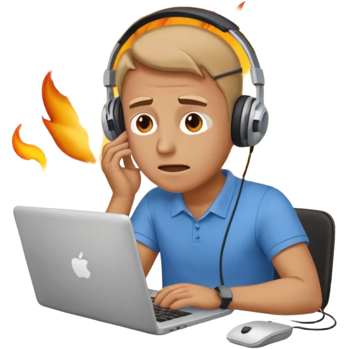 The man behind the laptop has deadlines burning emoji
