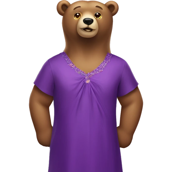 Bear wearing purple dress emoji