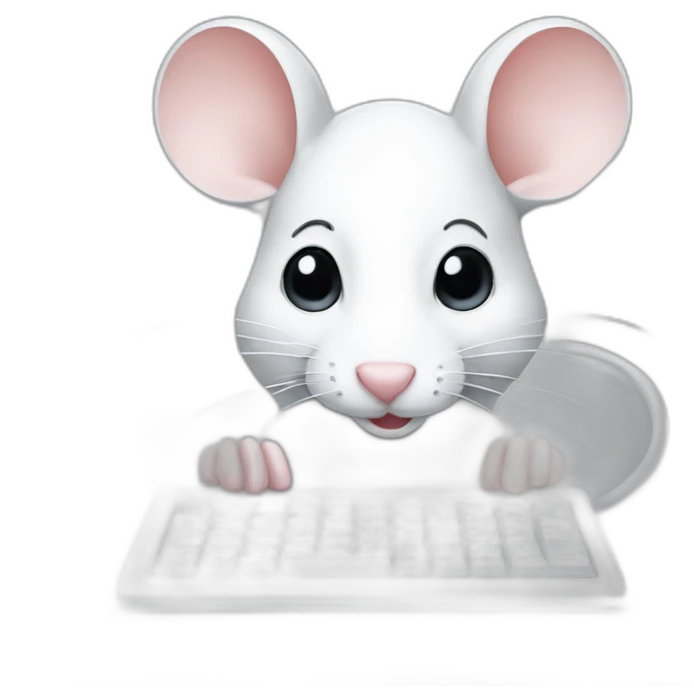 White mouse typing PC emoji