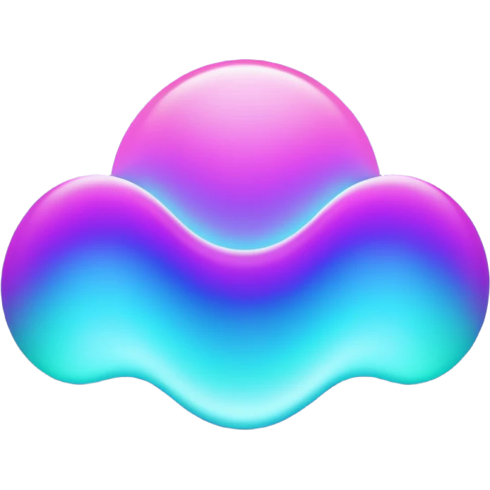 futuristic minimalistic emoji icon, abstract holographic wave or pulse symbolizing "Many voices. One purpose. One future", neon purple and cyan gradient, glowing aura, dark sci-fi background, 1:1 aspect ratio emoji
