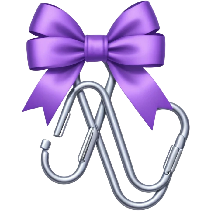 one silver paper clip with a purple bow in the middle emoji