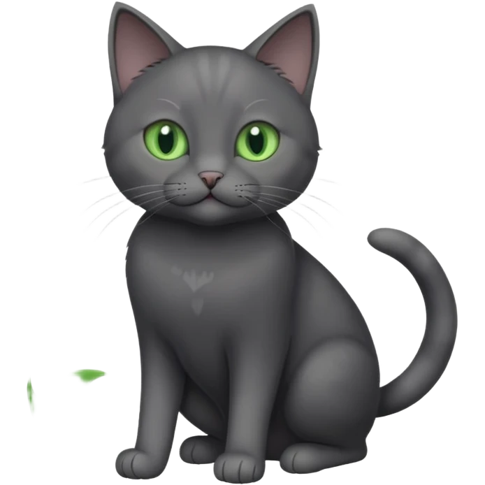 full body gorgeous solid dark grey cat with green eyes, white paws and white whiskers playing emoji