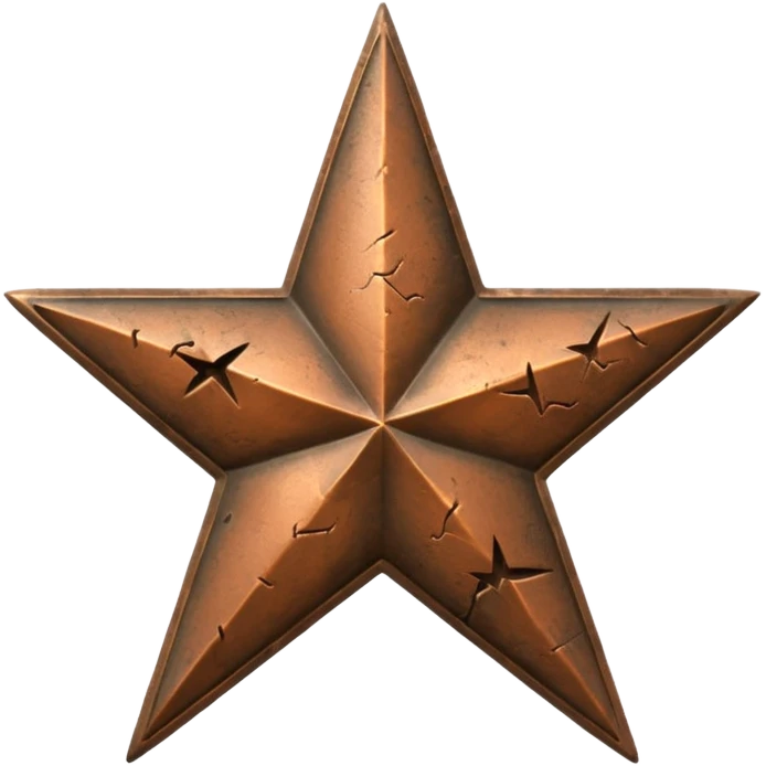 Concept: A single, bronze-colored military star (like a Bronze Star or a general's star) that is slightly faded or has a "crack" graphic running through it.

Color: Faded bronze or dark gold. emoji