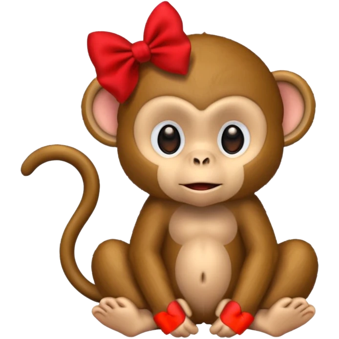 обезьяна с красным бантиком на голове emoji