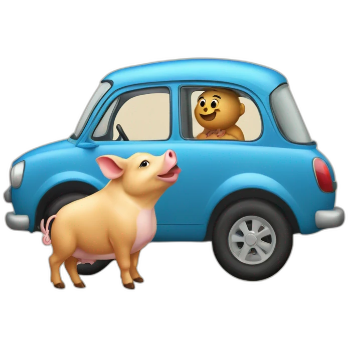 Une voiture avec un cochon d'Inde emoji