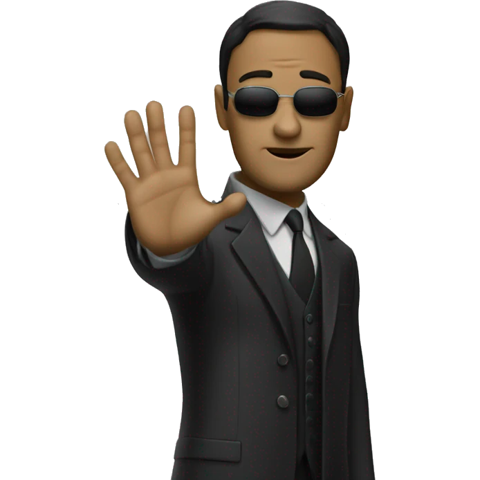 Matrix Neo, holding up handpalm emoji