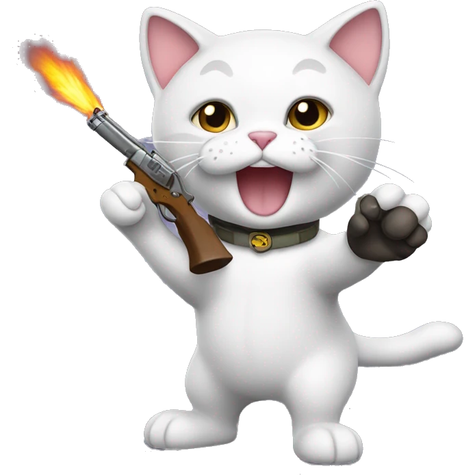 the cuttie cat firing with toy emoji