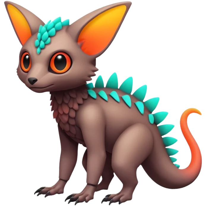 futuristic lush warm-colored neon-colored Fakémon-Trico-creature (full body) emoji