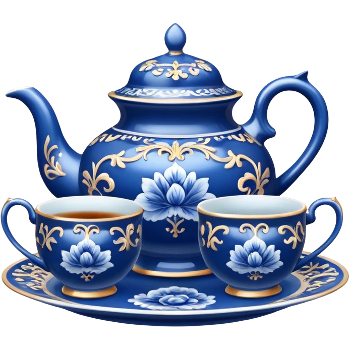 blue porcelain tea set  emoji