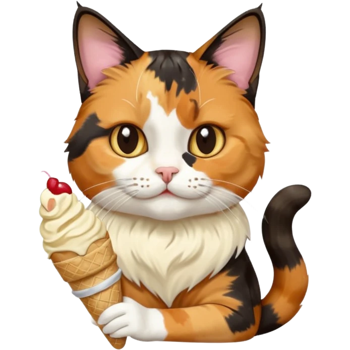 Cat with a ice cream and waching an Ipad emoji