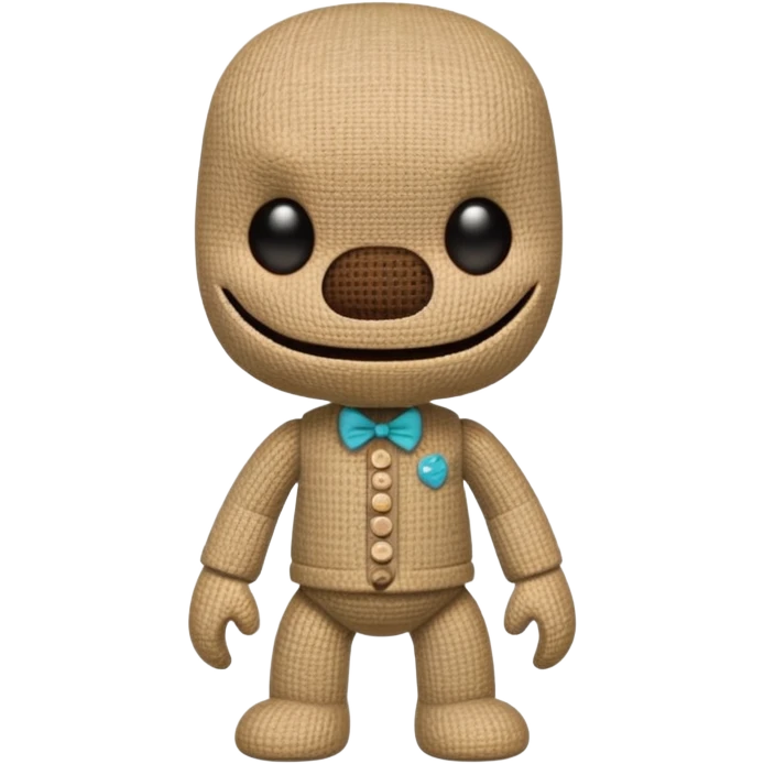 Make me a realistic Sackboy character from littlebigplanet game emoji