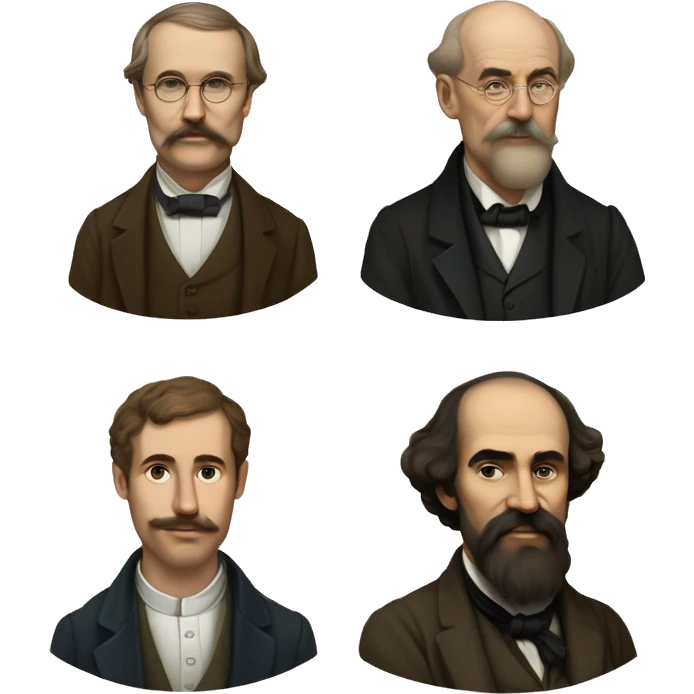 poet portrait, Kipling, Blake, Dostoevsky, and Tolsto emoji