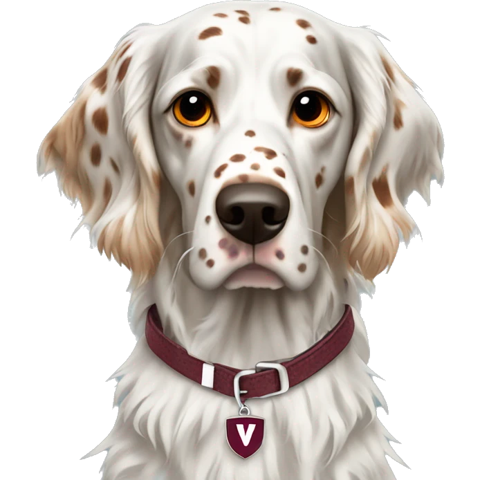 english setter with virginia tech collar  emoji