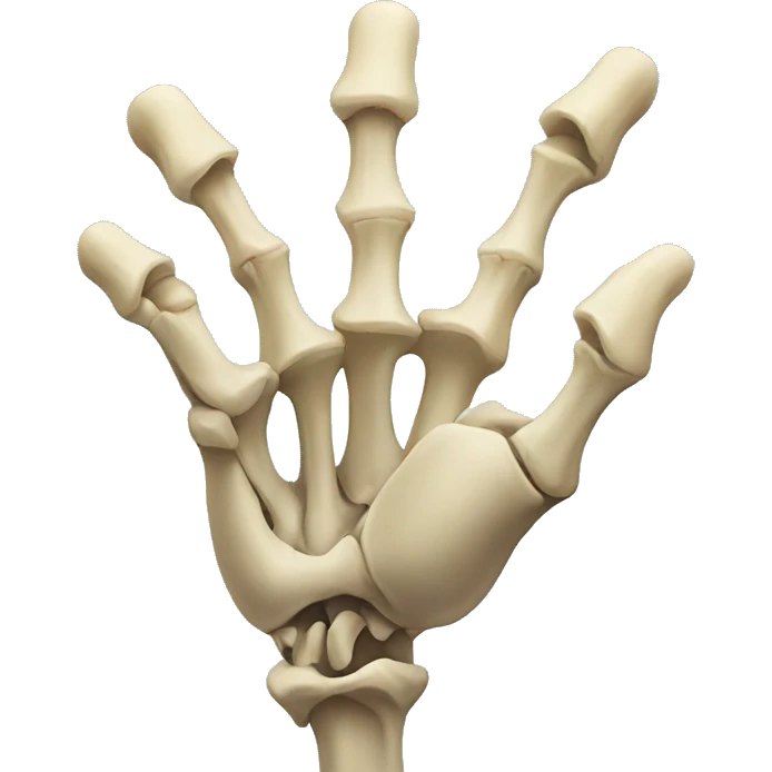 Bones pointing down that resemble a hand emoji