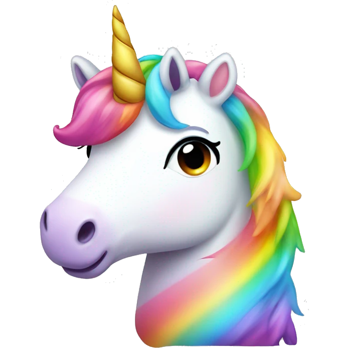 Kawaii Unicorn with a rainbow emoji