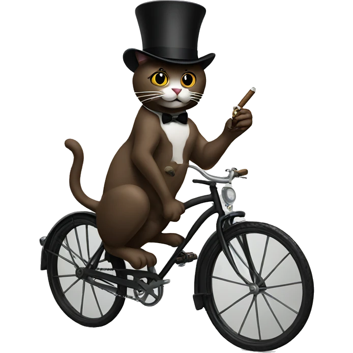 create a cat with a top hat smoking a cigar on a bike emoji