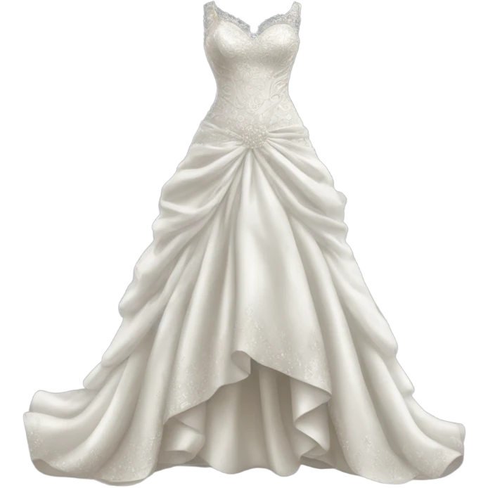 Hyper Realistic detailed high fashion Wedding dress displays emoji