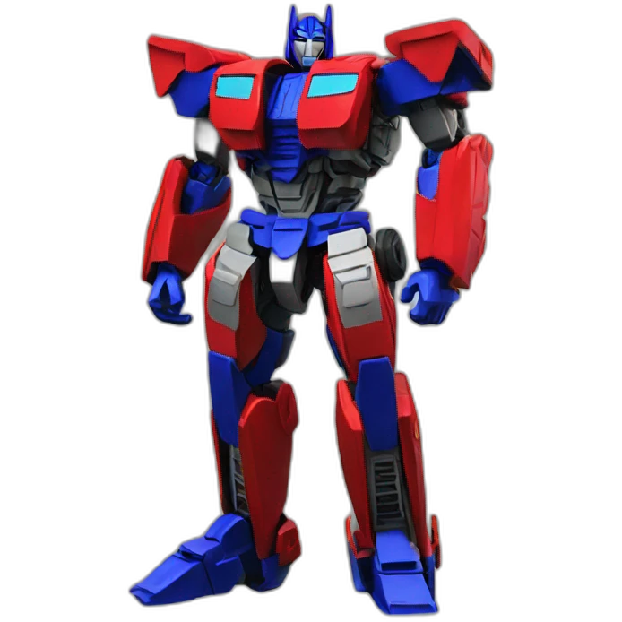 Transformer red blue power stand up side right leg front left leg back emoji