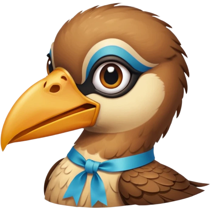 bird with piercings on beak and ribbon two eyes emoji