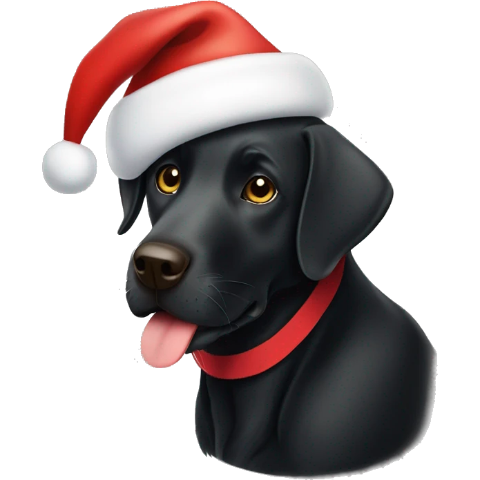 Black Labrador retriever dog with a Santa hat on emoji