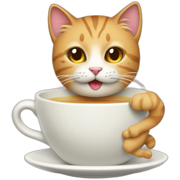 Cat drinking cup of tee  emoji