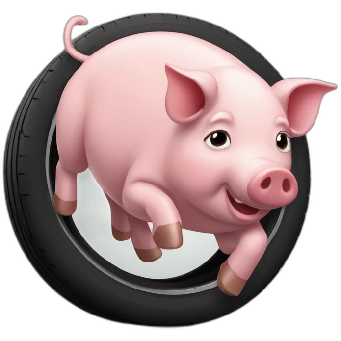 Pigs run over by tires emoji