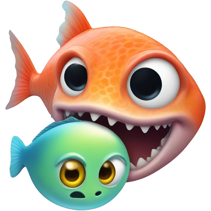 Fish kissing alien on cheek emoji