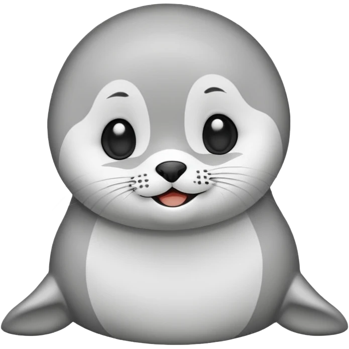 A cute chibi mascot seal character,
simple flat vector style,
black outline, white body,
forum emoji style,
minimal background, transparent background,
centered composition,
128x128 canvas,
no text, no watermark, emoji